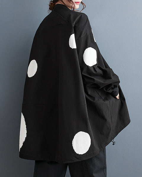 ellazhu Women's Polka Dot Casual High Low Oversized Coat Sweater Top GZ119