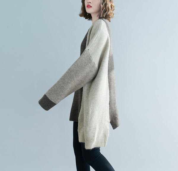 ellazhu Women Loose Crewneck Long Sleeves Pullover Drop Shoulder Sweater GA2195