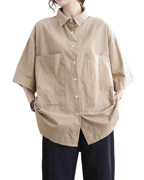 ellazhu Women Short Sleeve Pockets Tops Shirt Blouse GA2325