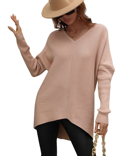 ellazhu Womens Casual Long Sleeve V Neck Pullover Knit Sweater MY03