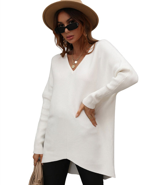 ellazhu Womens Casual Long Sleeve V Neck Pullover Knit Sweater MY03