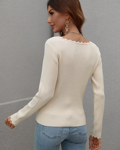 ellazhu Womens Casual Long Sleeve V Neck Pullover Knit Sweater MY13
