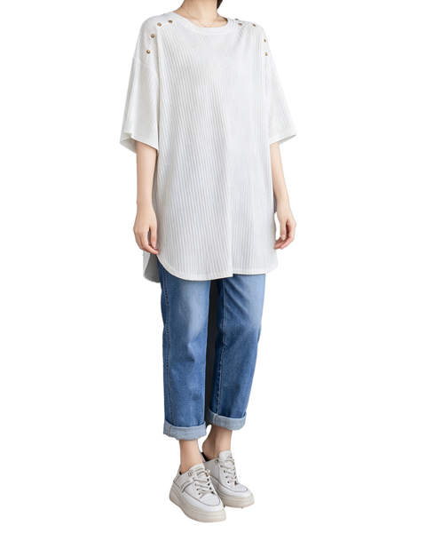 ellazhu Women's Starry Sequin Tunic Top Oversized Crew Neck Short Sleeve Ribbed Loose Plus Size Casual Shirt GA2775