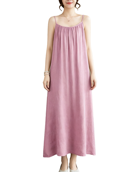 ellazhu Women's Cami Maxi Dress Jacquard Tie Waist Flowy Resort GA2806