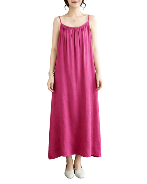 ellazhu Women's Cami Maxi Dress Jacquard Tie Waist Flowy Resort GA2806