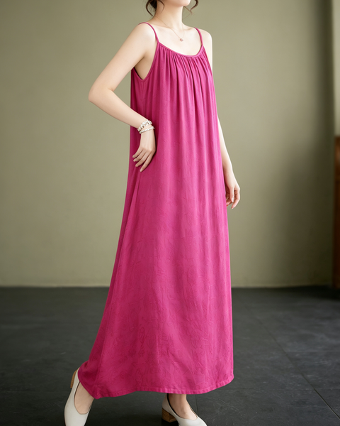 ellazhu Women's Cami Maxi Dress Jacquard Tie Waist Flowy Resort GA2806