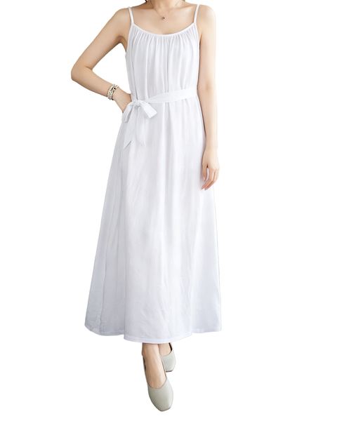 ellazhu Women's Cami Maxi Dress Jacquard Tie Waist Flowy Resort GA2806