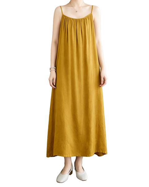 ellazhu Women's Cami Maxi Dress Jacquard Tie Waist Flowy Resort GA2806
