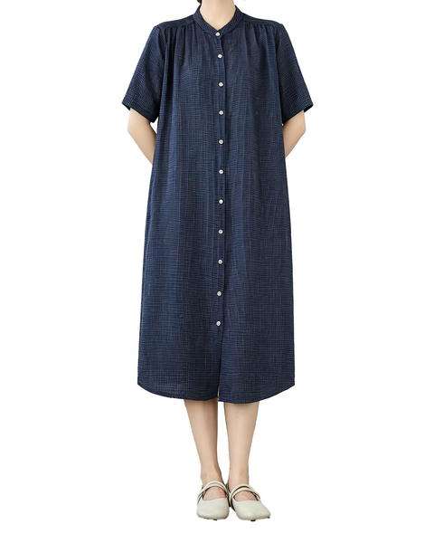 ellazhu Women's Gingham Shirt Dress Short Sleeve Button Front GA2809