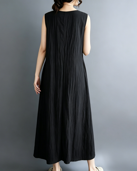 ellazhu Women's Sleeveless Maxi Dress Asymmetric Waist Pockets GA2816