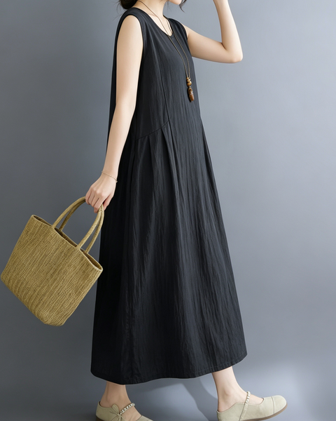 ellazhu Women's Sleeveless Maxi Dress Asymmetric Waist Pockets GA2816