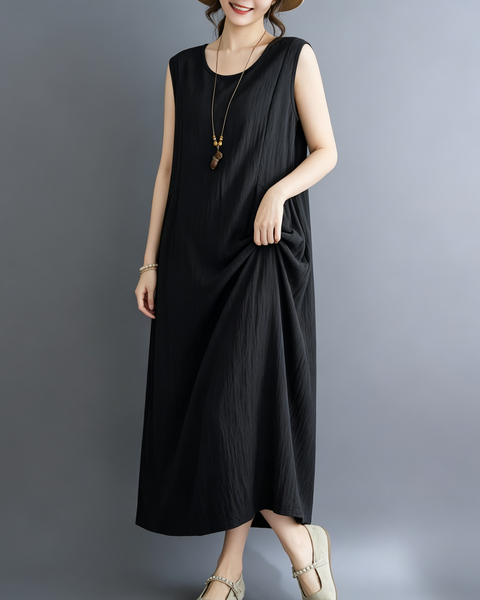 ellazhu Women's Sleeveless Maxi Dress Asymmetric Waist Pockets GA2816