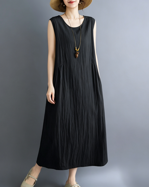 ellazhu Women's Sleeveless Maxi Dress Asymmetric Waist Pockets GA2816