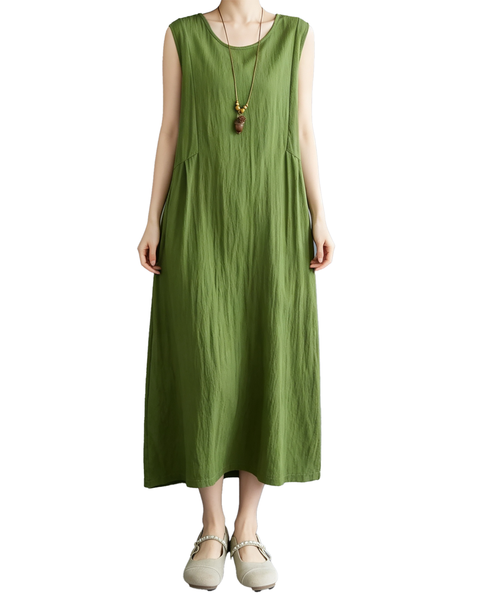 ellazhu Women's Sleeveless Maxi Dress Asymmetric Waist Pockets GA2816
