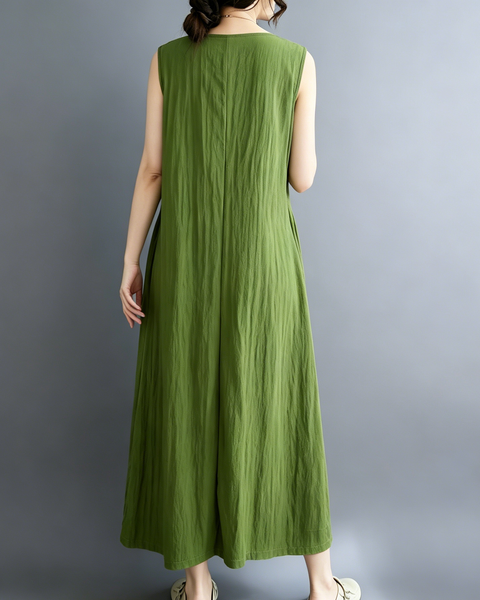 ellazhu Women's Sleeveless Maxi Dress Asymmetric Waist Pockets GA2816