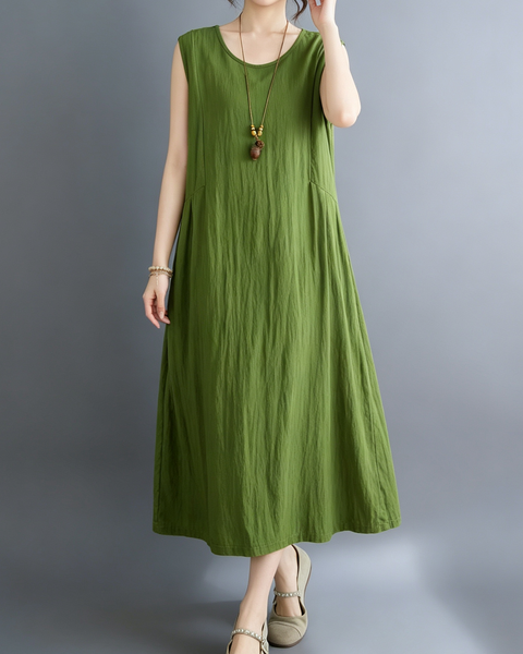 ellazhu Women's Sleeveless Maxi Dress Asymmetric Waist Pockets GA2816