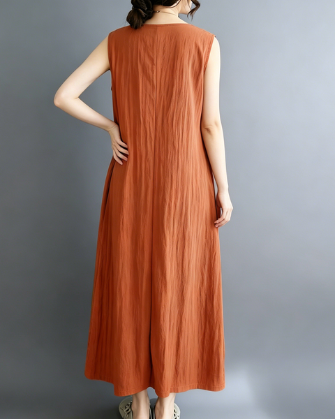 ellazhu Women's Sleeveless Maxi Dress Asymmetric Waist Pockets GA2816