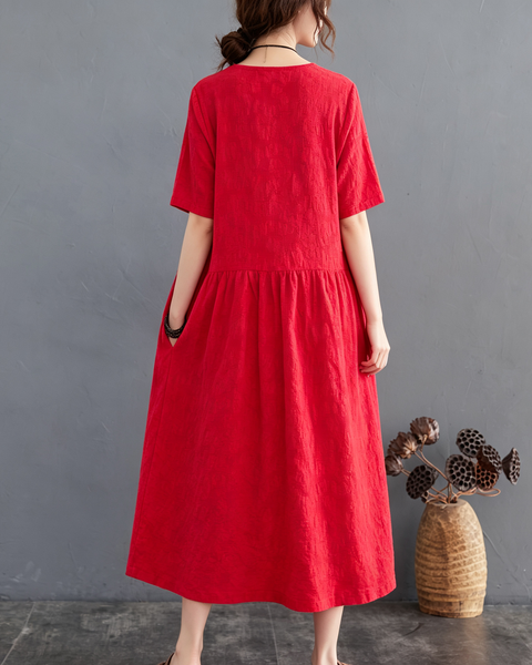 ellazhu Women's Jacquard Midi Dress Irregular Hem A Line Pocket GA2819