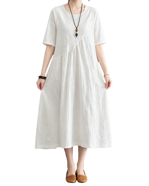 ellazhu Women's Jacquard Midi Dress Irregular Hem A Line Pocket GA2819