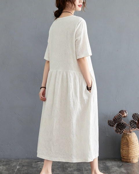 ellazhu Women's Jacquard Midi Dress Irregular Hem A Line Pocket GA2819