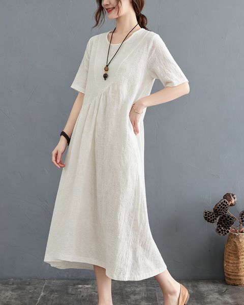 ellazhu Women's Jacquard Midi Dress Irregular Hem A Line Pocket GA2819