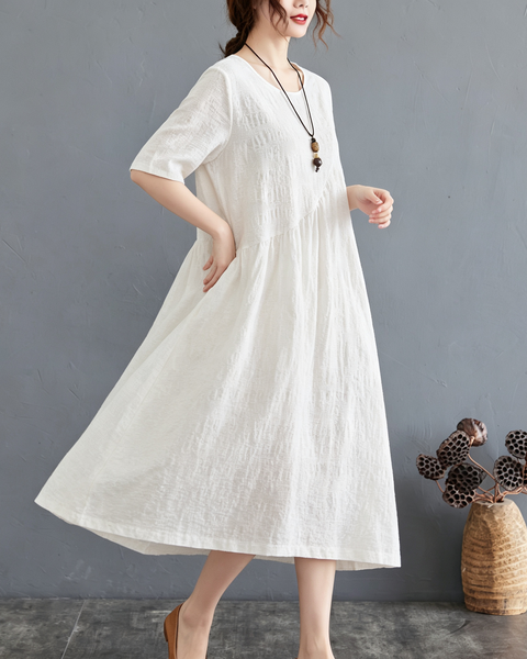 ellazhu Women's Jacquard Midi Dress Irregular Hem A Line Pocket GA2819