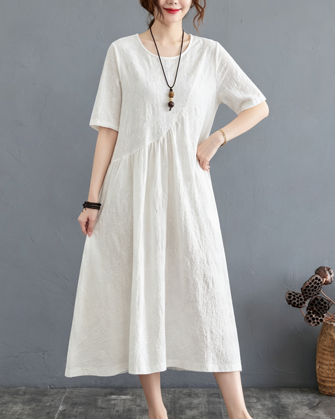 ellazhu Women's Jacquard Midi Dress Irregular Hem A Line Pocket GA2819