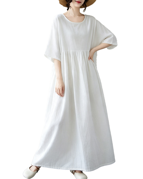 ellazhu Women's Oversized Cotton A Line Maxi Dress Pockets Casual GA2857