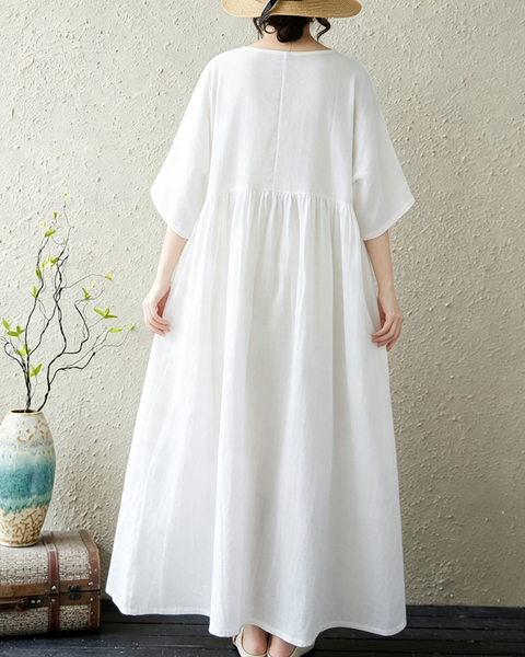 ellazhu Women's Oversized Cotton A Line Maxi Dress Pockets Casual GA2857