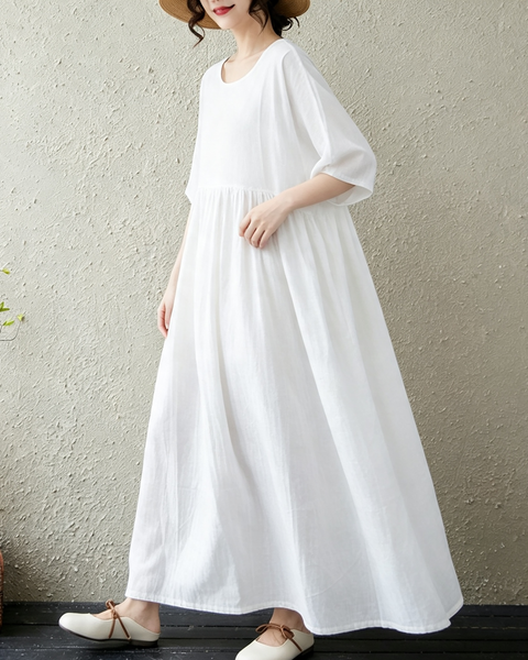ellazhu Women's Oversized Cotton A Line Maxi Dress Pockets Casual GA2857