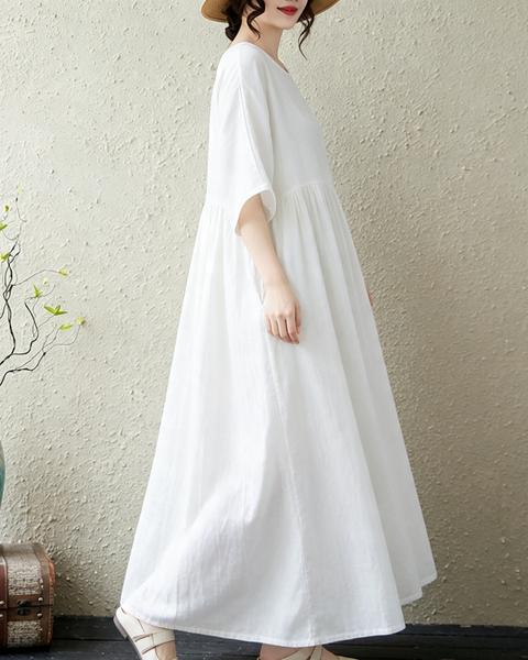 ellazhu Women's Oversized Cotton A Line Maxi Dress Pockets Casual GA2857