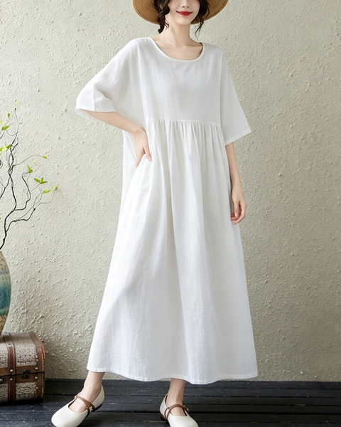 ellazhu Women's Oversized Cotton A Line Maxi Dress Pockets Casual GA2857