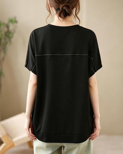 ellazhu Women's Oversized Batwing Sleeve Pocket Loose Fit T Shirt GA2858