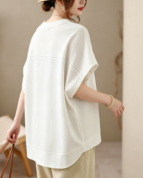 ellazhu Women's Oversized Batwing Sleeve Pocket Loose Fit T Shirt GA2858