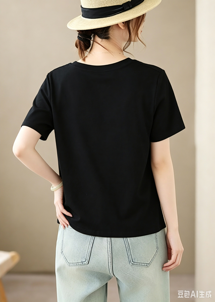 ellazhu Women's Asymmetric Hem Ruched Short Sleeve Casual Tee Top GA2860