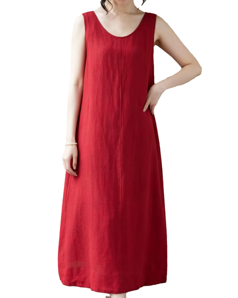 ellazhu Women's Sleeveless Cotton Maxi Dress Open Back Casual Fit GA2861