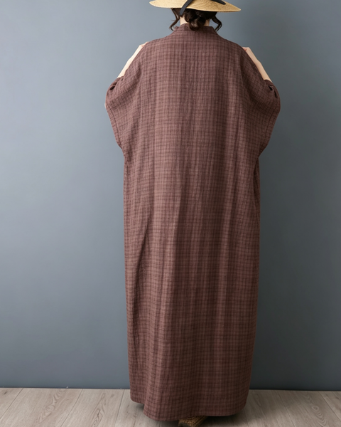 ellazhu Women's Oversized V Neck Textured Cotton Maxi Dress Loose GA2864