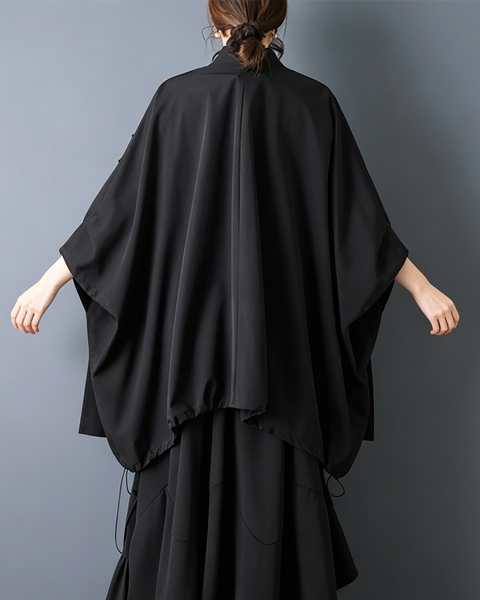 ellazhu Women's Oversized Batwing Button Down Cape Shirt Top Loose GZ912
