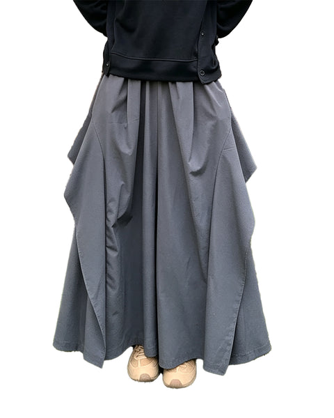 ellazhu Women's Wide Leg Culottes Elastic Waist Asymmetric Draped GT07