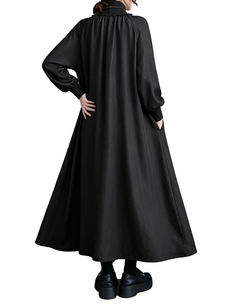ellazhu Women's Oversized Mock Neck Long Sleeve A Line Maxi Dress GX038