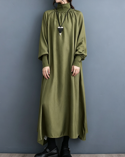 ellazhu Women's Oversized Mock Neck Long Sleeve A Line Maxi Dress GX038