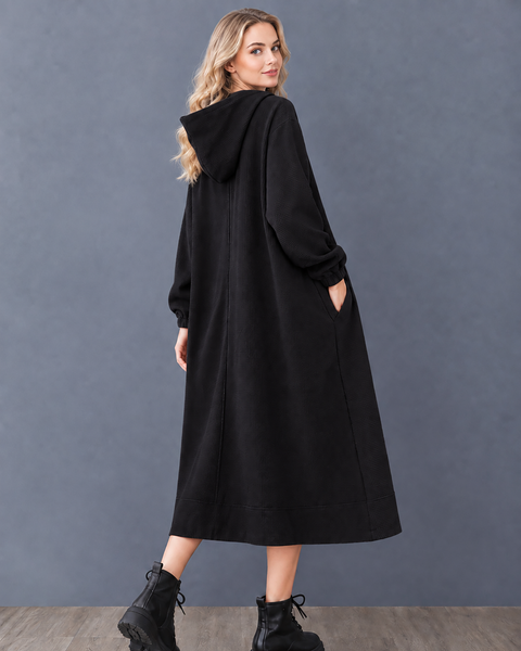 ellazhu Women's Long Hooded Coat Oversized Zip Up Jacket Pockets GX046