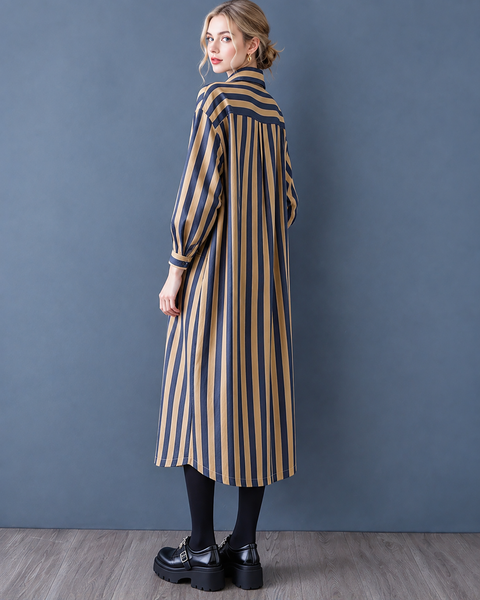 ellazhu Women's Striped Shirt Dress Oversized Button Down Midi Fit GX048