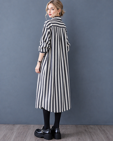 ellazhu Women's Striped Shirt Dress Oversized Button Down Midi Fit GX048