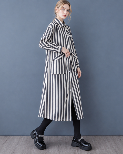 ellazhu Women's Striped Shirt Dress Oversized Button Down Midi Fit GX048
