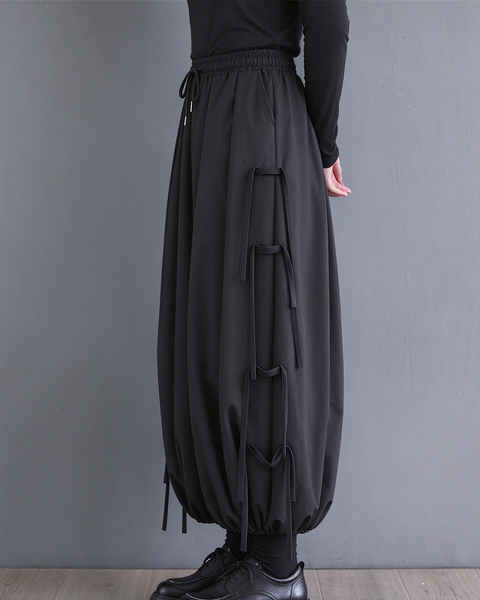 ellazhu Women's Oversized Harem Cargo Pants Elastic Waist Wide Leg GX049