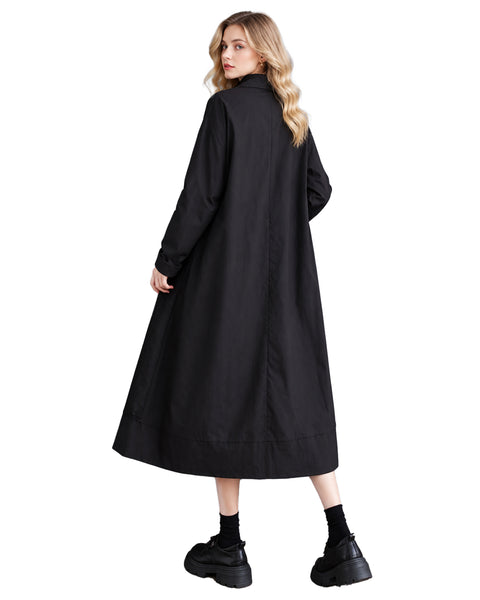 ellazhu Women's Oversized Lace Button Down A Line Maxi Shirt Dress GX050