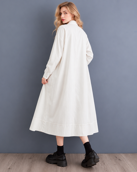 ellazhu Women's Oversized Lace Button Down A Line Maxi Shirt Dress GX050