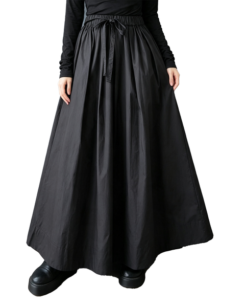 ellazhu Women's Elastic Waist A Line Maxi Skirt with Pockets Casual GX010 Black