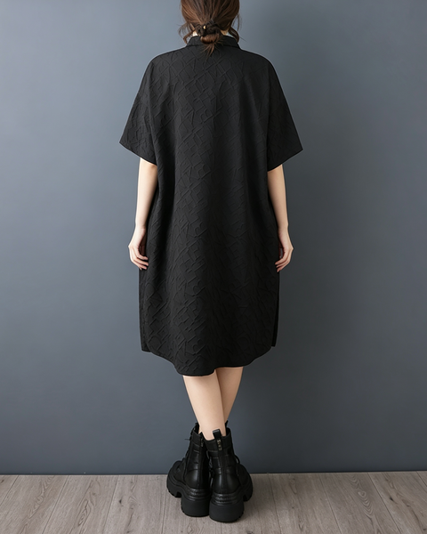 ellazhu Women's Oversized Rose Applique Button Down Shirt Dress GZ1004
